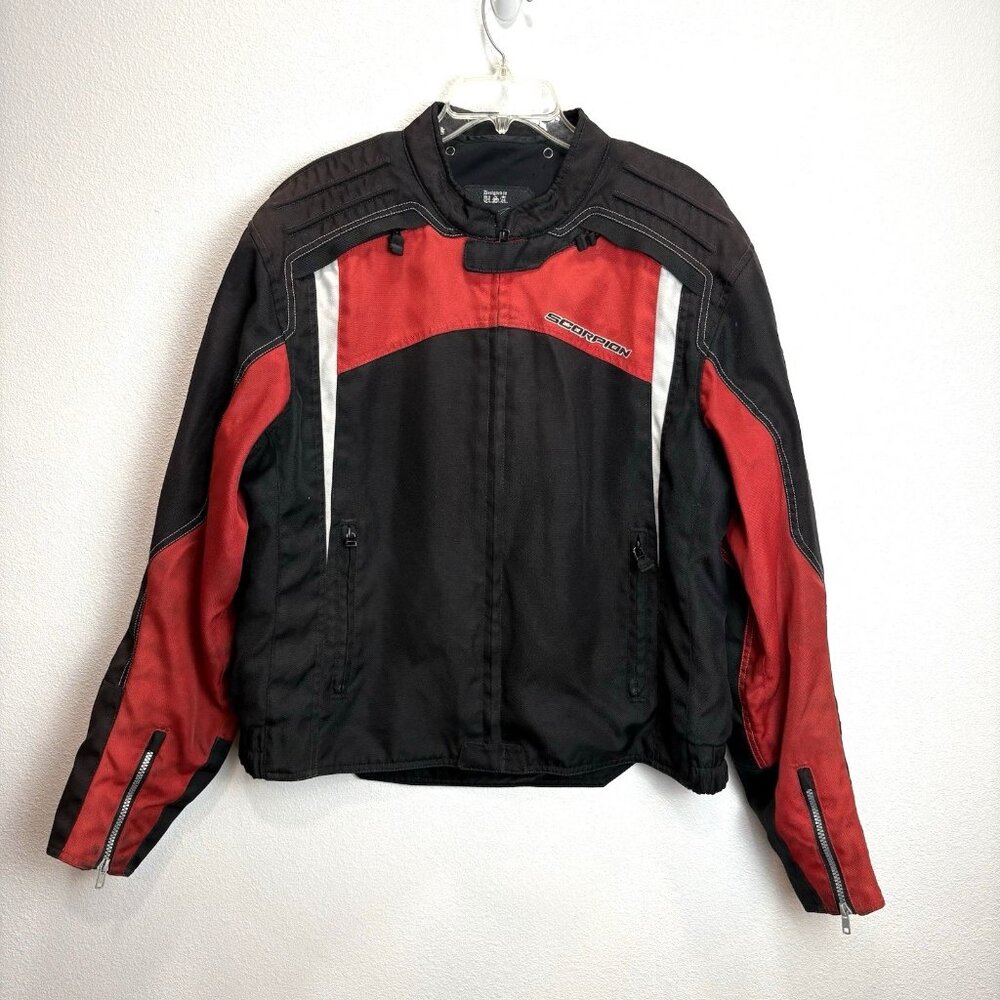 Scorpion EXO‎ Mens Motorcycle Jacket Size XL Removable Liner + Jacket Red Black